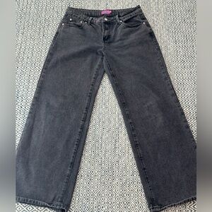 Edikted Charcoal Wide Leg Jeans